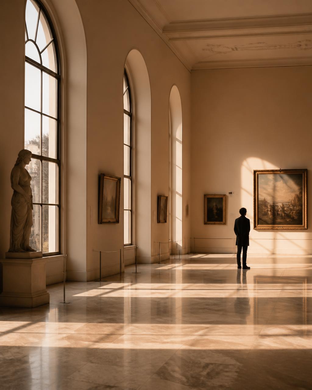 Museum interior with warm natural light